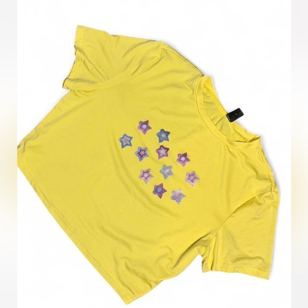 SHEIN Yellow Starry Crop Top